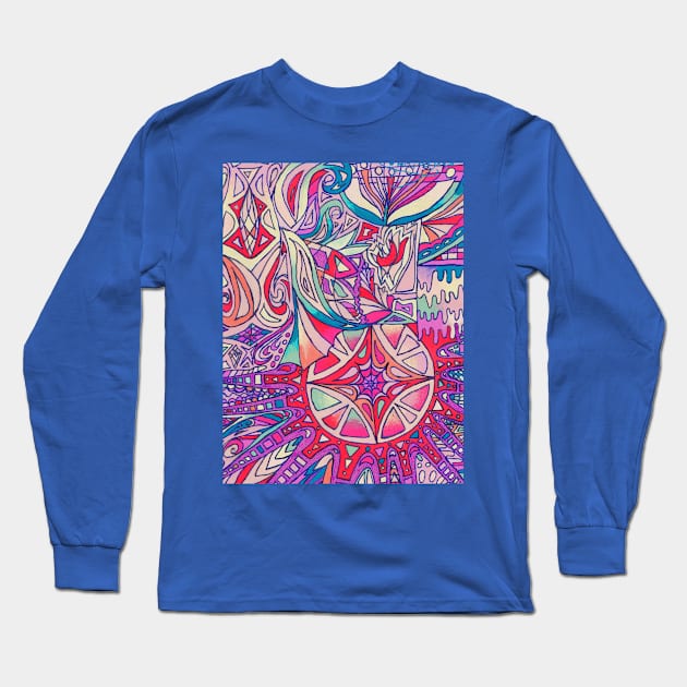 Sky Color Doodle Long Sleeve T-Shirt by Missing Keys Inc